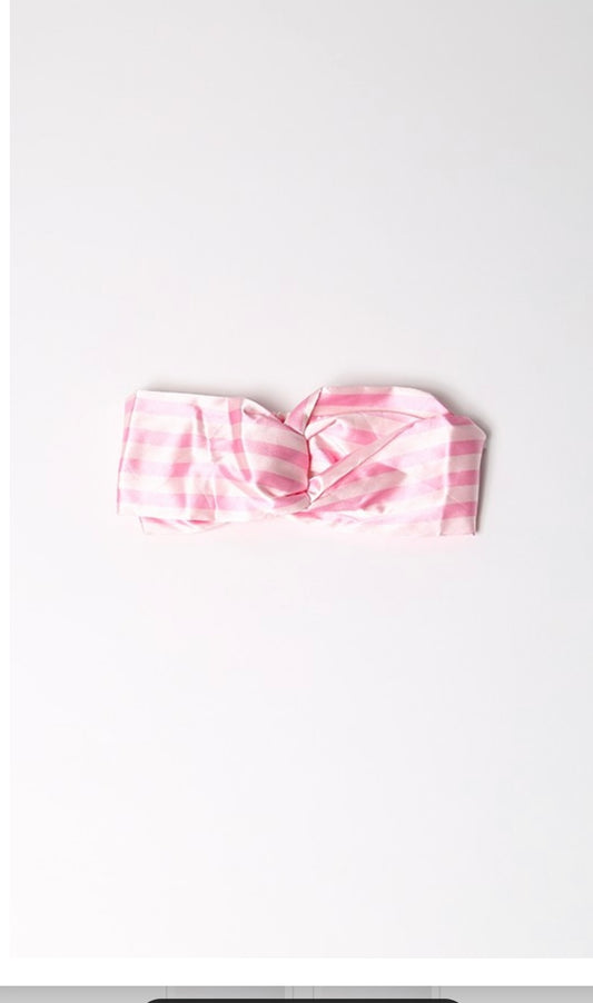 Bandeau cheveux rayé rose